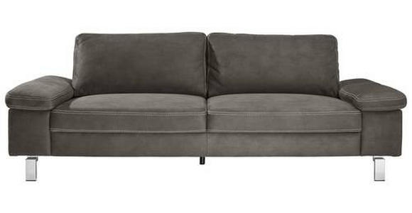 3-SITZER-SOFA in Mikrofaser Braun  - Chromfarben/Beige, Design, Textil/Metall (234/86/97cm) - Hom`in