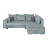 ECKSOFA Mintgrün Cord Bettkasten, Schlaffunktion, Stauraum, Liegefläche im Originalstoff  - Chromfarben/Dunkelgrau, Design, Kunststoff/Textil (260/218cm) - P & B