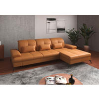 ECKSOFA in Vliesstoff Kombination Echtleder/Stoff Currygelb  - Currygelb/Schwarz, Konventionell, Leder/Textil (279/185cm) - Sit & More