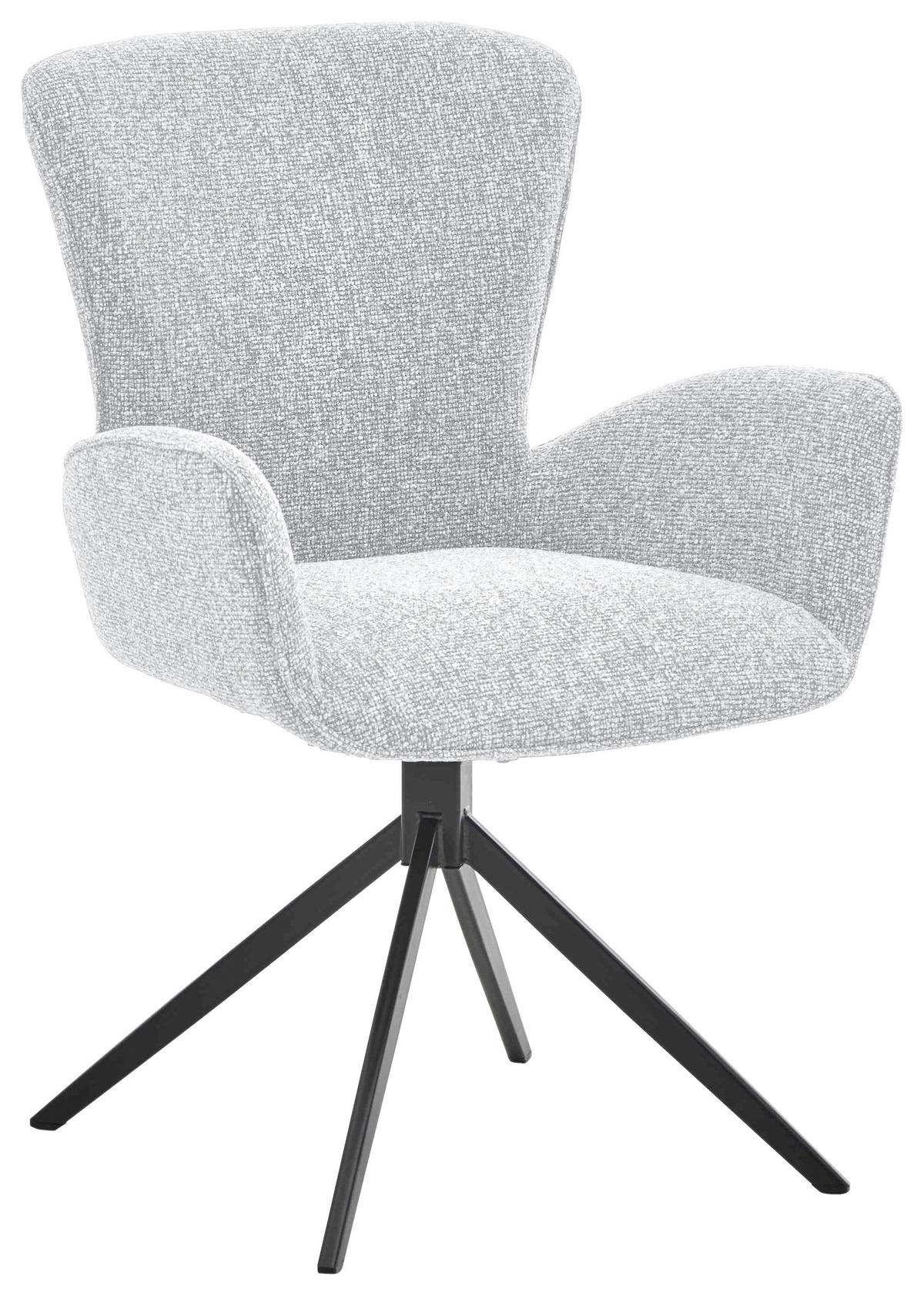 ARMLEHNSTUHL  in Eisen Jacquard, Flachgewebe  - Hellgrau/Schwarz, Design, Textil/Metall (63/92/63cm) - Valdera