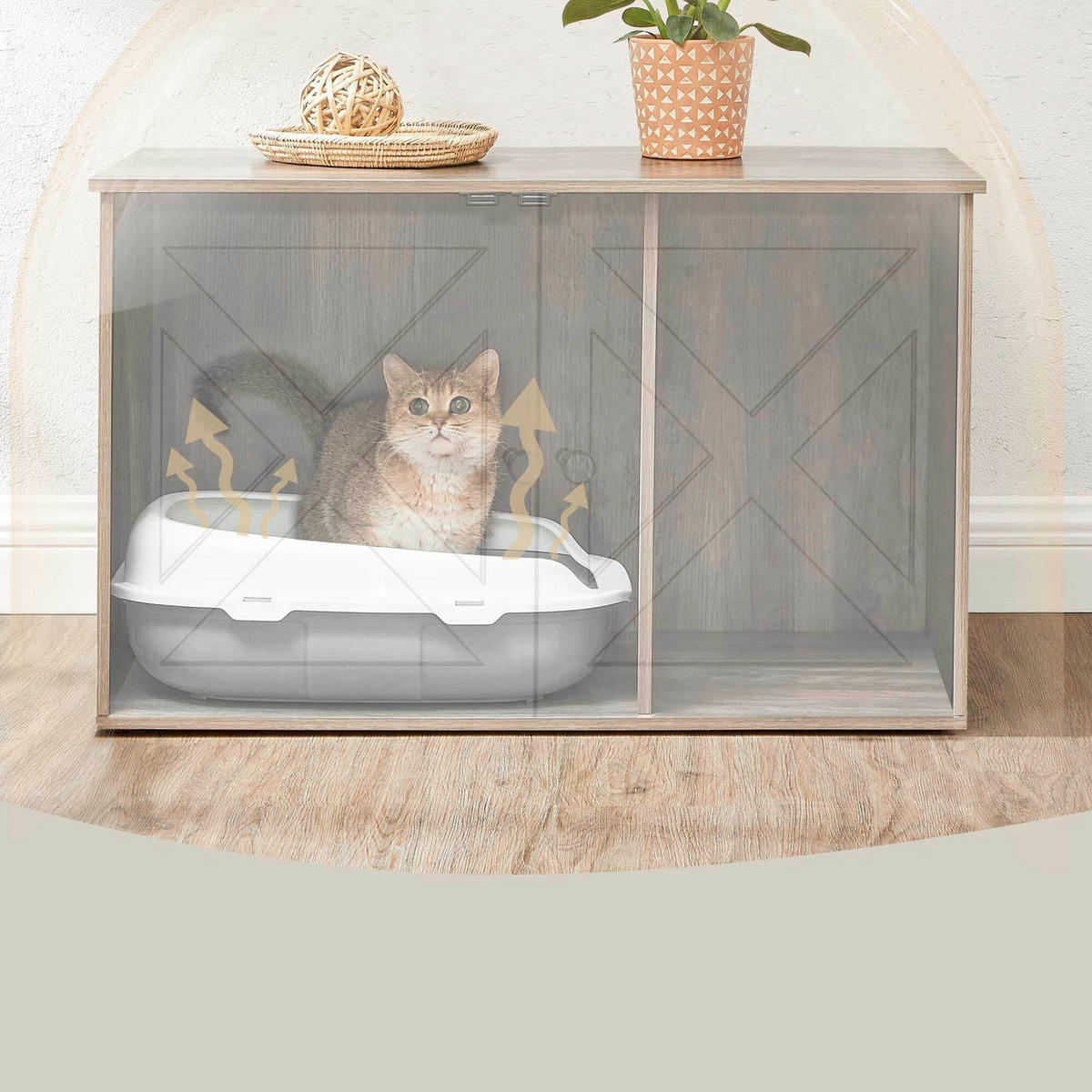 KATZENTOILETTE - Greige, Trend, Holzwerkstoff (80/50/53cm) - Boxxx