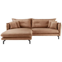 ECKSOFA Taupe Lederlook  - Taupe/Schwarz, MODERN, Textil/Metall (180/255cm) - Livetastic