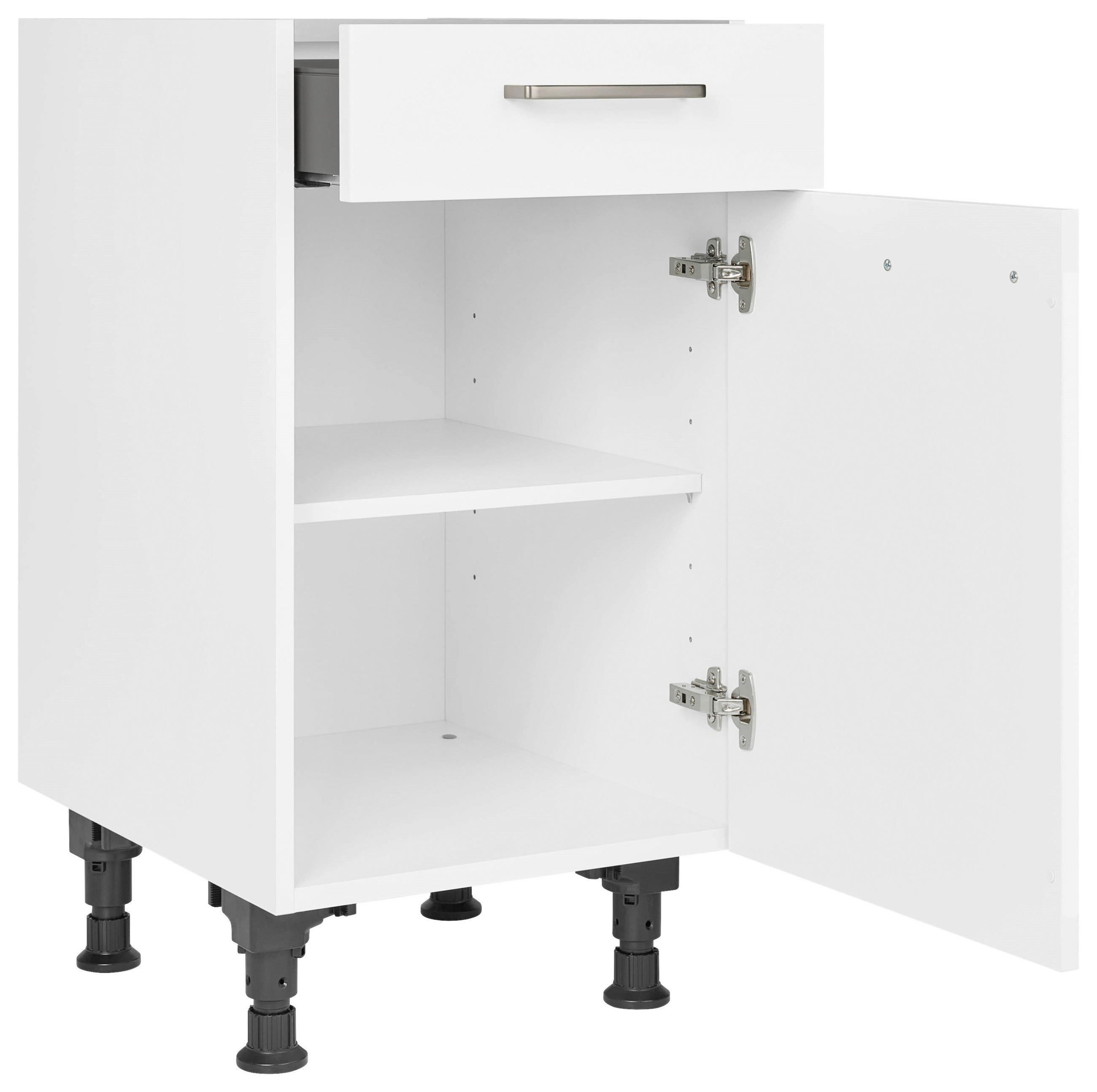 SCHUBKASTENUNTERSCHRANK 45/87/56 cm  in Weiß  - Edelstahlfarben/Weiß, MODERN, Holzwerkstoff/Metall (45/87/56cm) - Nobilia