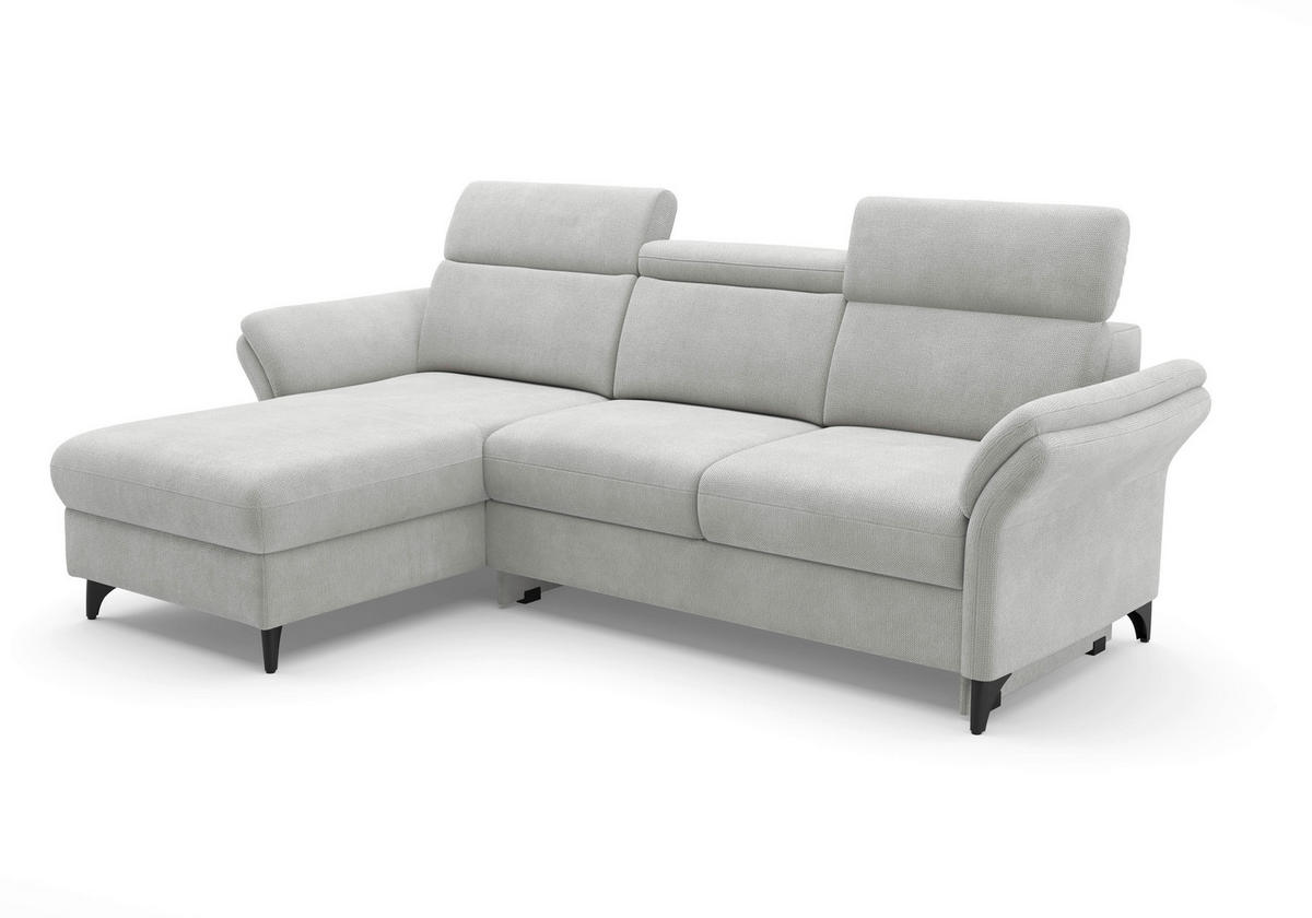 ECKSOFA GLENDALE E Silberfarben Flachgewebe  - Silberfarben/Schwarz, KONVENTIONELL, Textil/Metall (166/253cm) - Sit & More