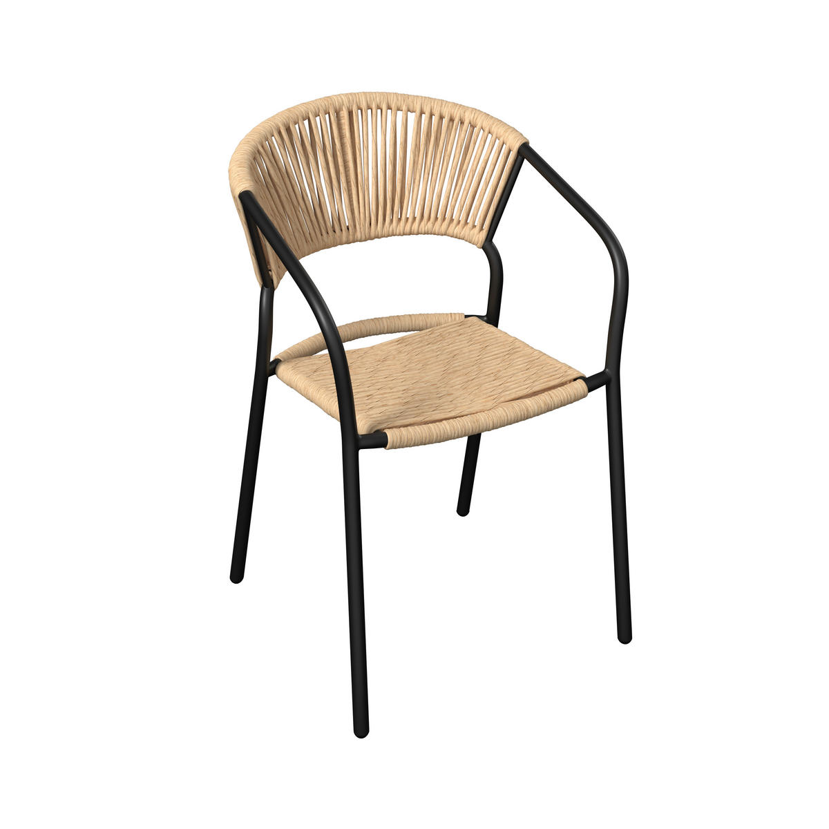 BALKONSET  - Schwarz/Naturfarben, Basics, Glas/Kunststoff (55/78/55cm) - Ambia Garden