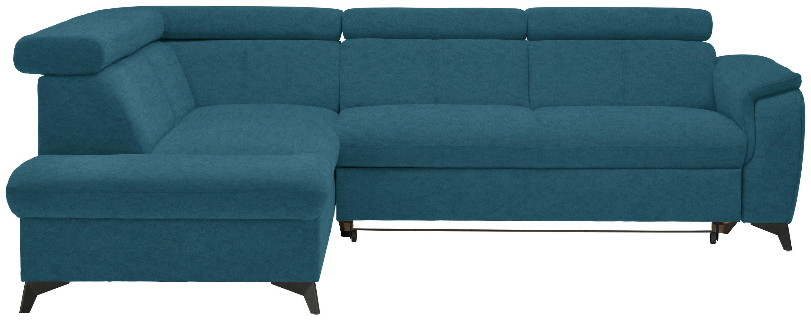 ECKSOFA in Mikrofaser Blau  - Blau/Schwarz, Design, Textil/Metall (203/260cm) - Stylife