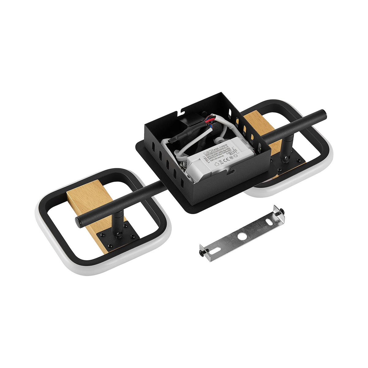 LED-STRAHLER Miriam 32/13,5/12 cm   - Eschefarben/Schwarz, Design, Holz/Kunststoff (32/13,5/12cm) - Novel