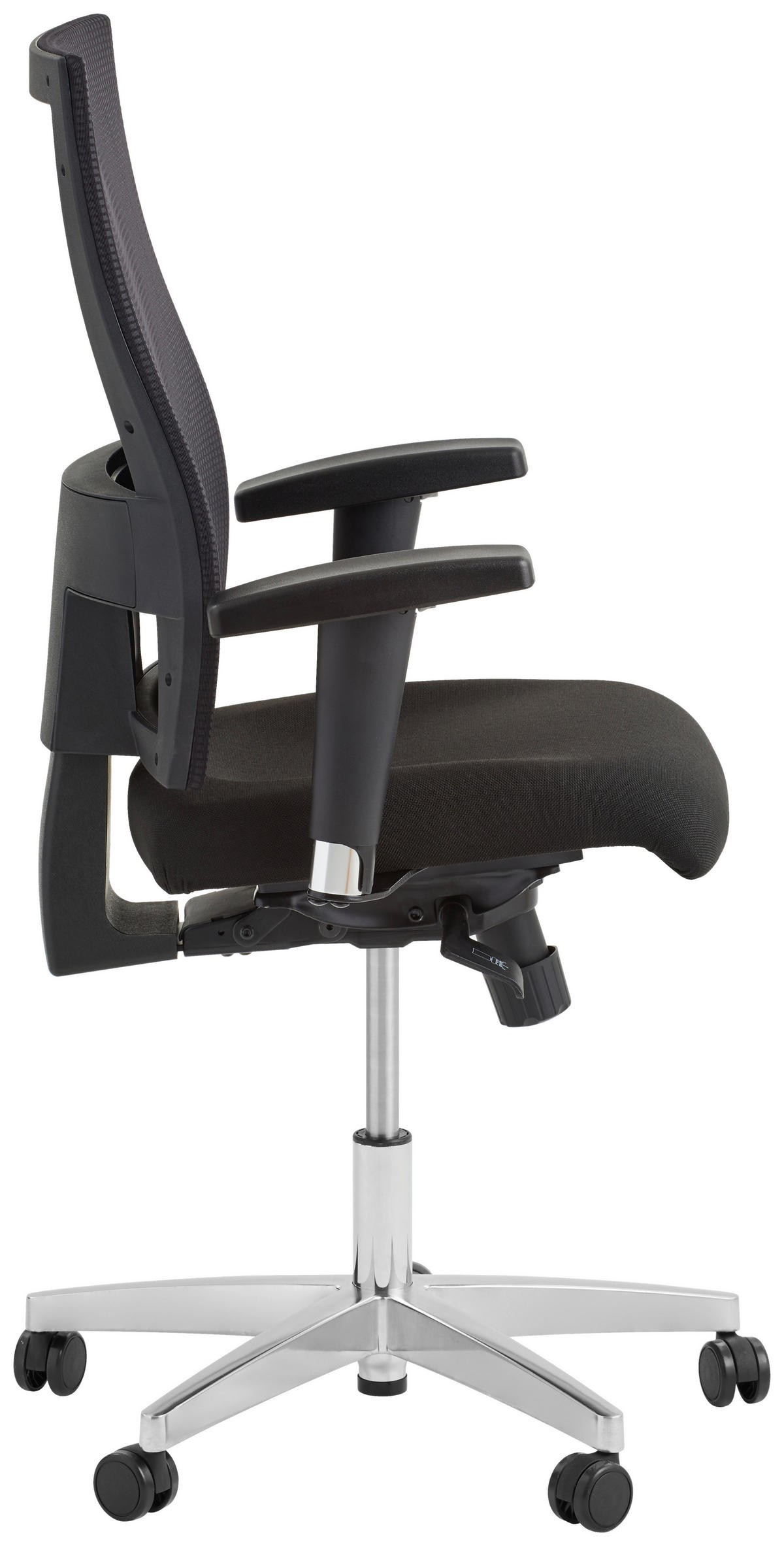 DREHSTUHL Netzbespannung, Webstoff Schwarz, Alufarben  - Schwarz/Alufarben, Basics, Kunststoff/Textil (50/114/50cm) - Topstar