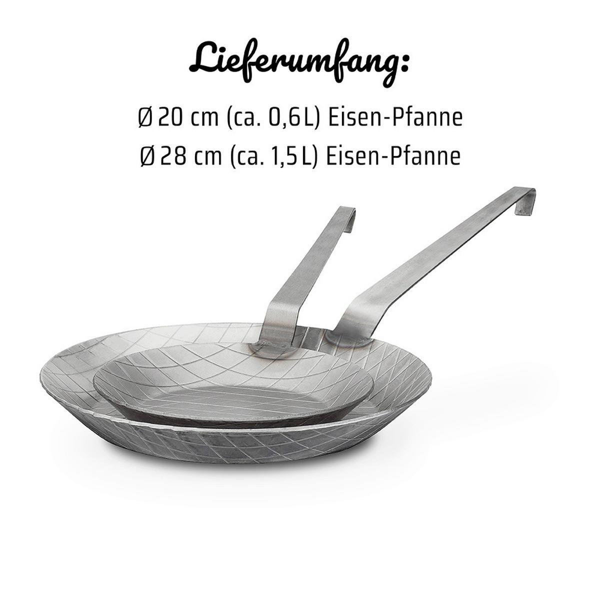 PFANNENSET Eisen geschmiedet 2-teilig  - Silberfarben, Basics, Metall - GSW