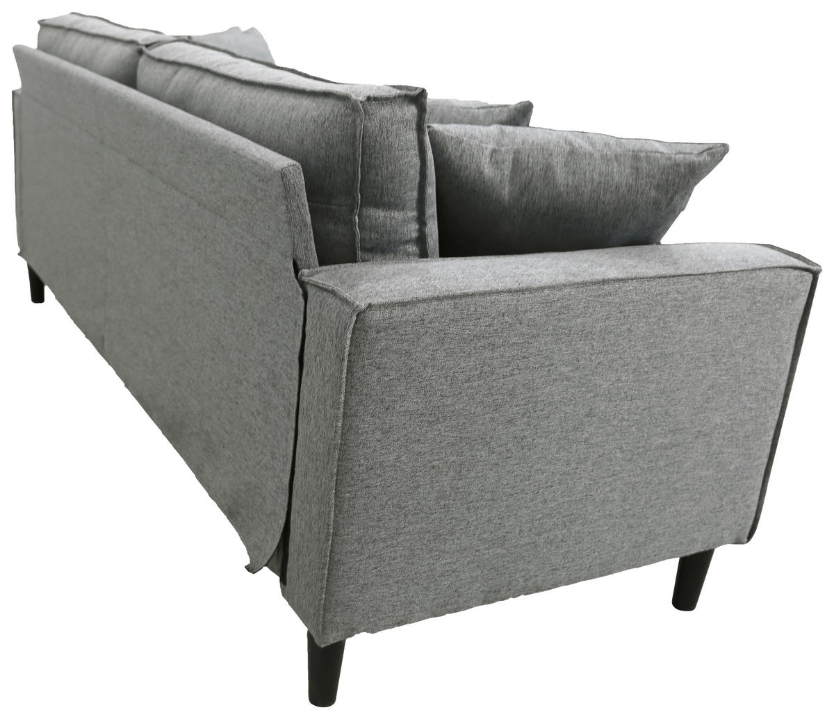 2-SITZER-SOFA in Leinenoptik Hellgrau  - Hellgrau/Schwarz, Basics, Holz/Textil (141,5/84/83cm) - P & B