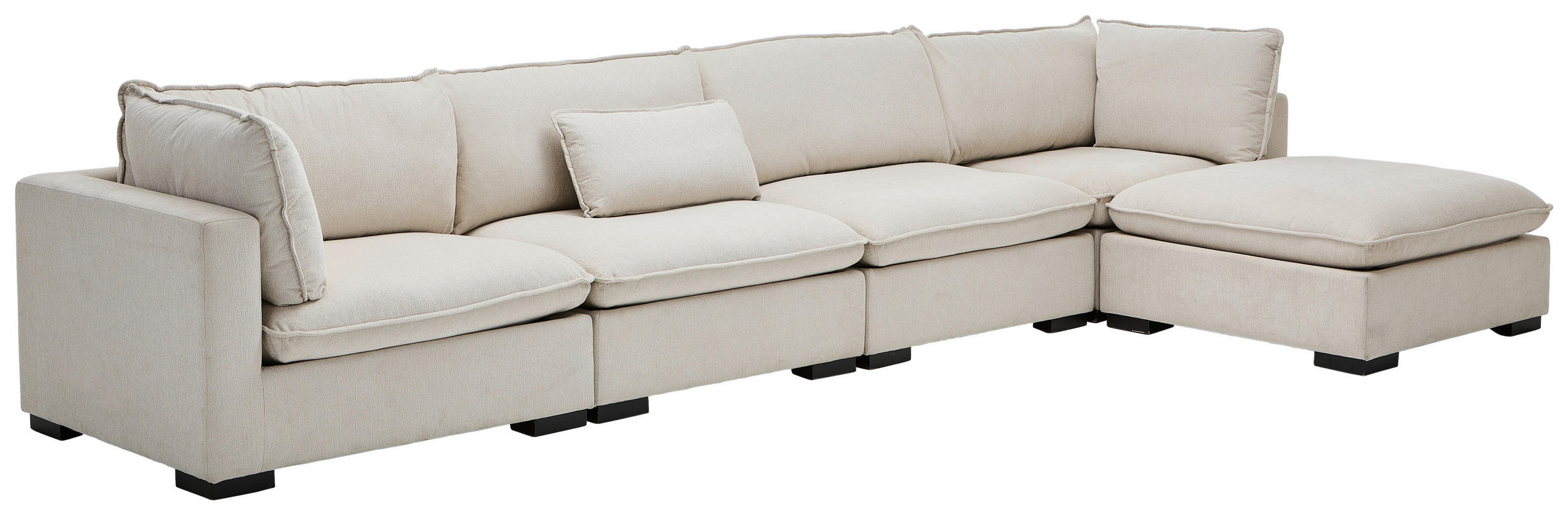 ROHOVÁ SEDACIA SÚPRAVA, textil, krémová - krémová/tmavohnedá, Basics, drevo/textil (315/301cm) - Livetastic