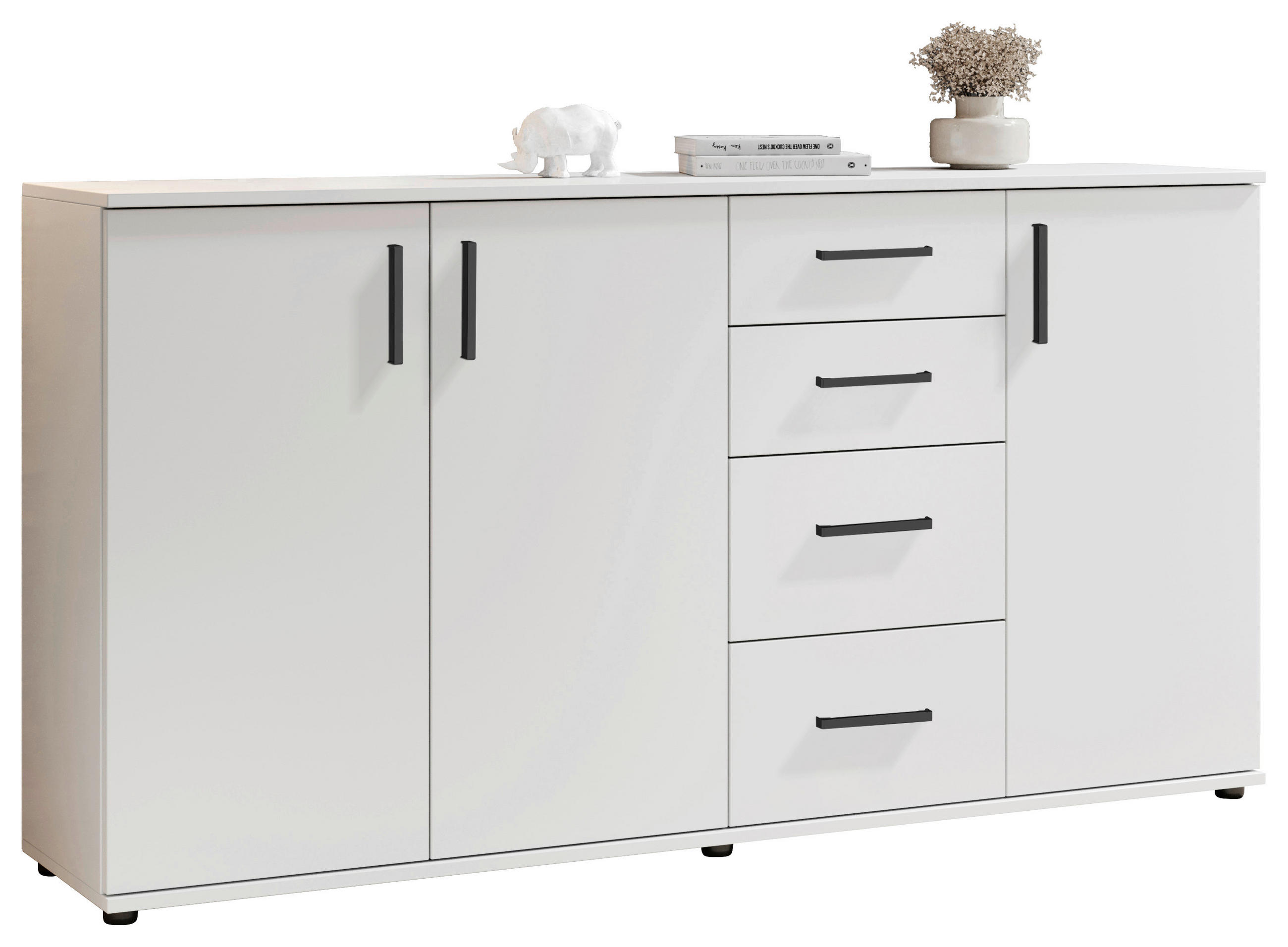 Sideboard Basel BC 1040 in 160/84/35 cm - Schwarz/Weiß, Design, Holzwerkstoff/Kunststoff (160/84/35cm) - Livetastic