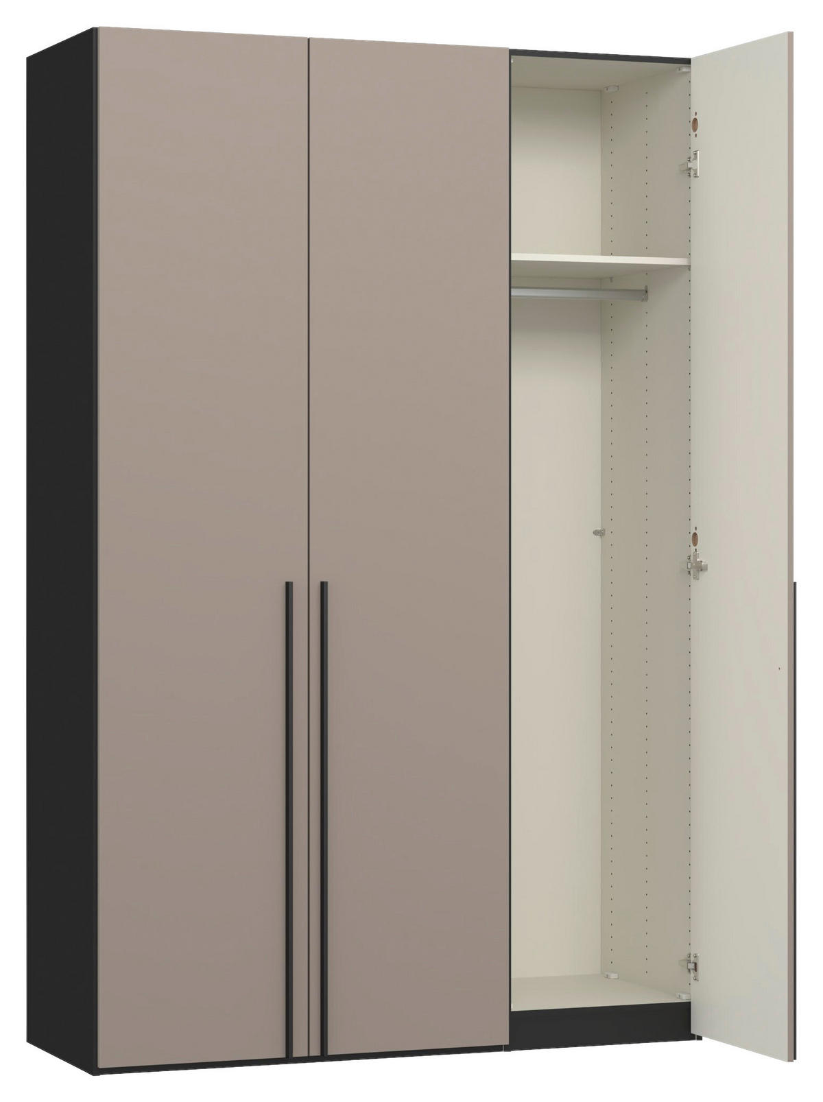 DREHTÜRENSCHRANK 152/236/59 cm,  in Schwarz, Hellbraun, 3-türig  - Hellbraun/Schwarz, Design, Holzwerkstoff/Metall (152/236/59cm) - Jutzler