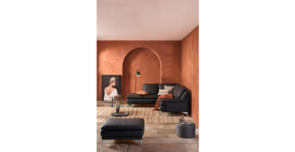 ECKSOFA Schwarz Echtleder  - Chromfarben/Schwarz, Design, Leder/Metall (224/252cm) - Novel