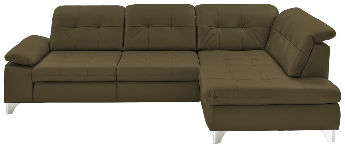 SAROKKANAPÉ bőr zöld  - alumíniumszínű/zöld, Design, bőr/fém (309/211cm) - Beldomo Speed