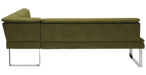 ECKBANK 213/154 cm in Grün, Chromfarben - Chromfarben/Beige, Design, Textil/Metall (213/154cm) - Novel