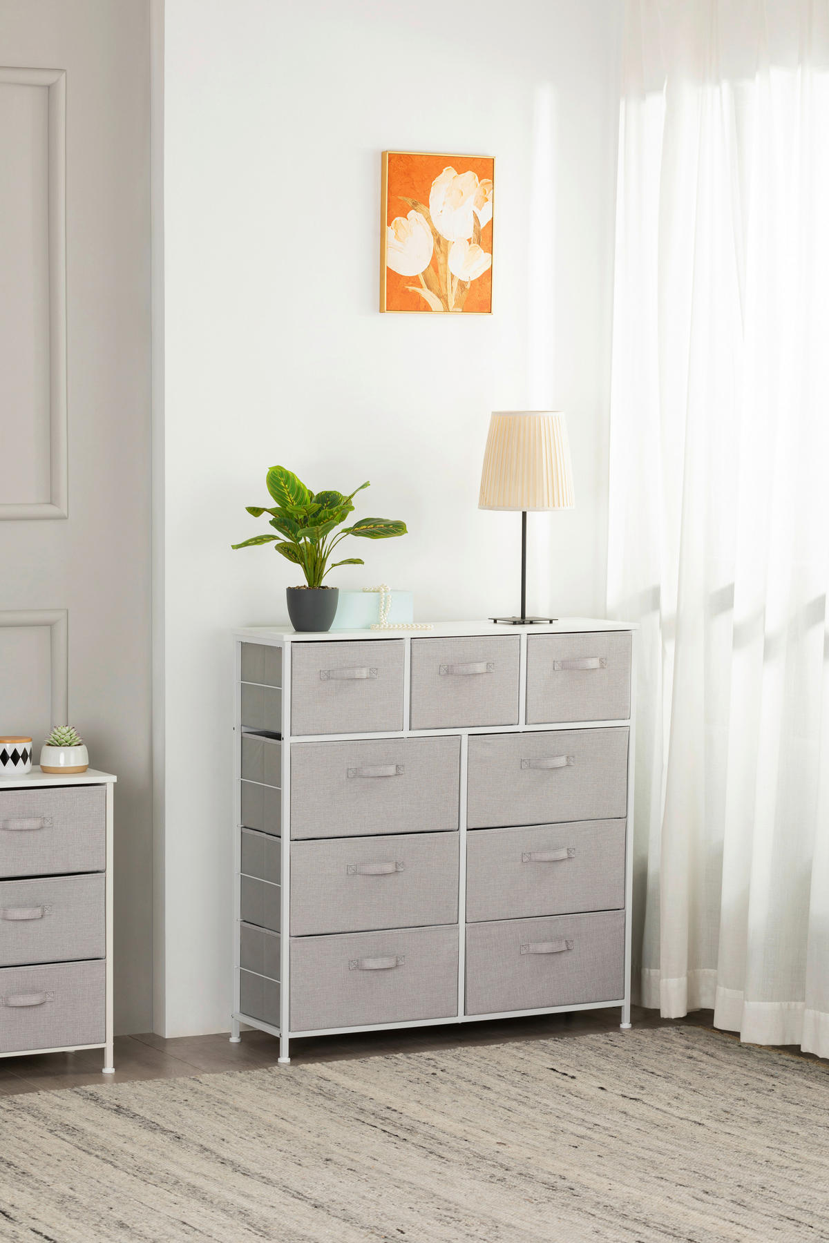 KOMMODE  in 96/104/30 cm  - Weiß/Grau, MODERN, Holzwerkstoff/Textil (96/104/30cm) - PBJ