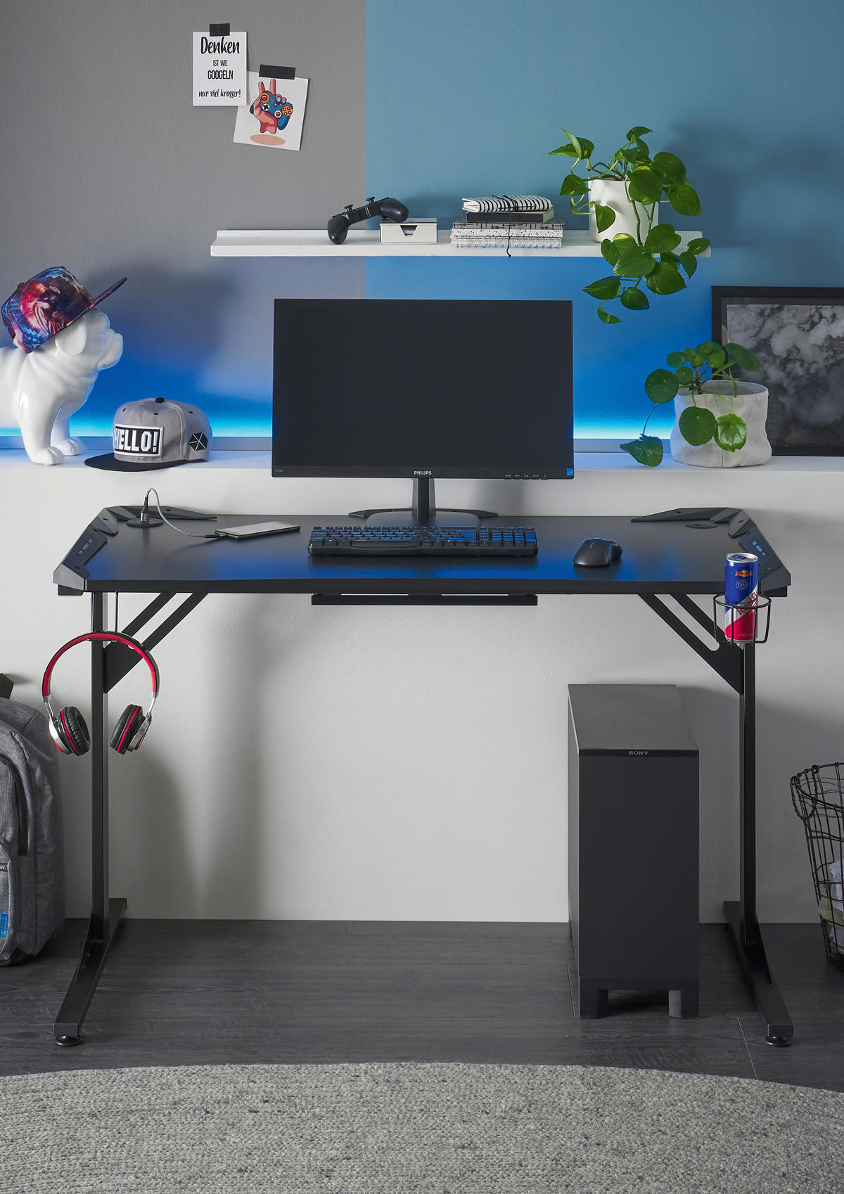 GAMER ASZTAL 119/78/60 cm  - Design, műanyag (119/78/60cm) - Carryhome