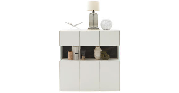 HIGHBOARD Weiß  121,9/121,5/45,2 cm  - Schwarz/Weiß, Design, Glas/Keramik (121,9/121,5/45,2cm) - Dieter Knoll