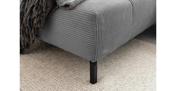 ECKSOFA inkl. Sitzvorzug in Cord Dunkelgrau  - Dunkelgrau/Schwarz, Design, Textil/Metall (216/321cm) - Hom`in