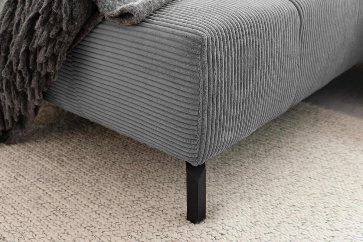 ECKSOFA in Cord Dunkelgrau  - Dunkelgrau/Schwarz, Design, Textil/Metall (216/321cm) - Hom`in