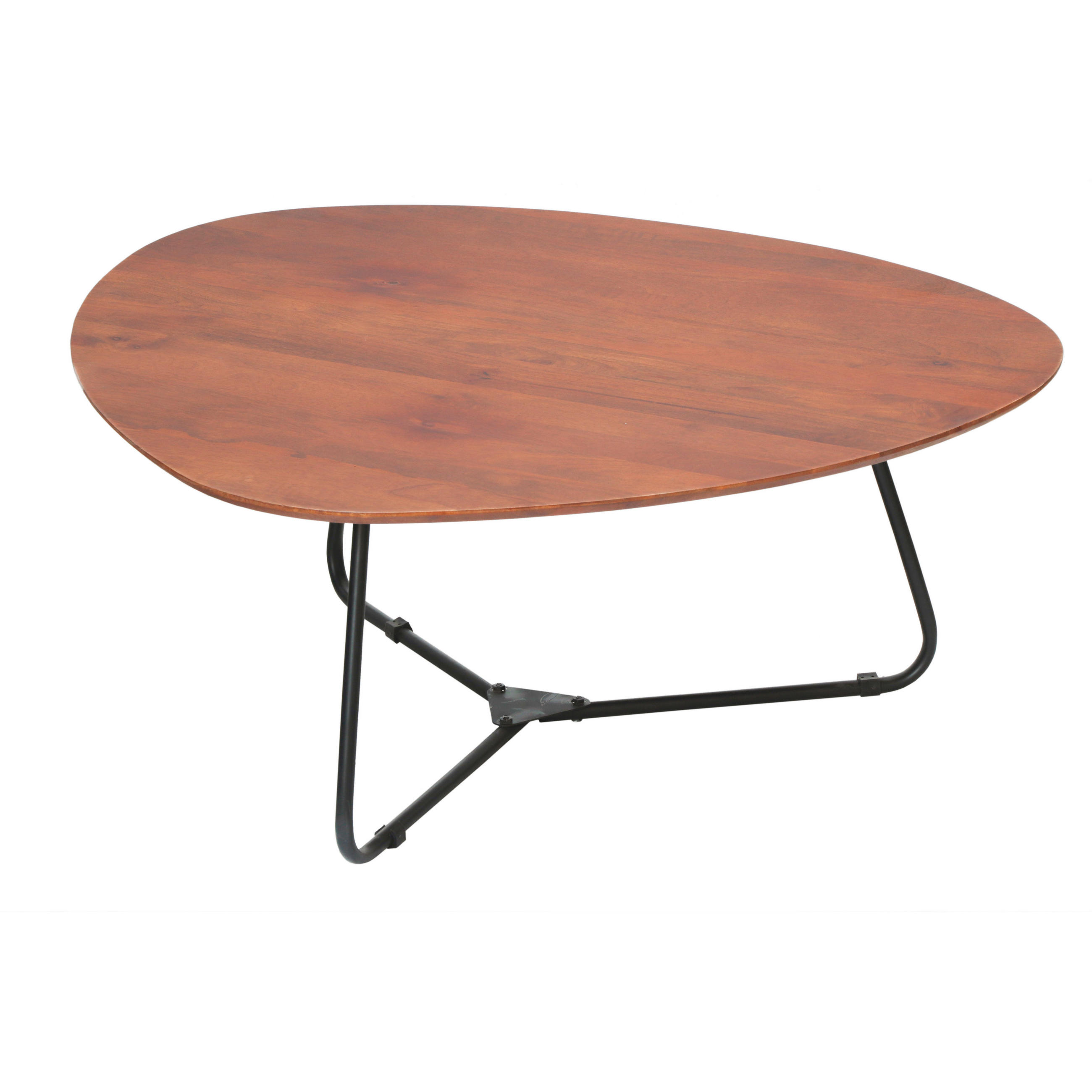 COUCHTISCH Mangoholz massiv organisch Braun, Walnussfarben  - Walnussfarben/Schwarz, MODERN, Holz/Metall (86/37/96cm) - MID.YOU