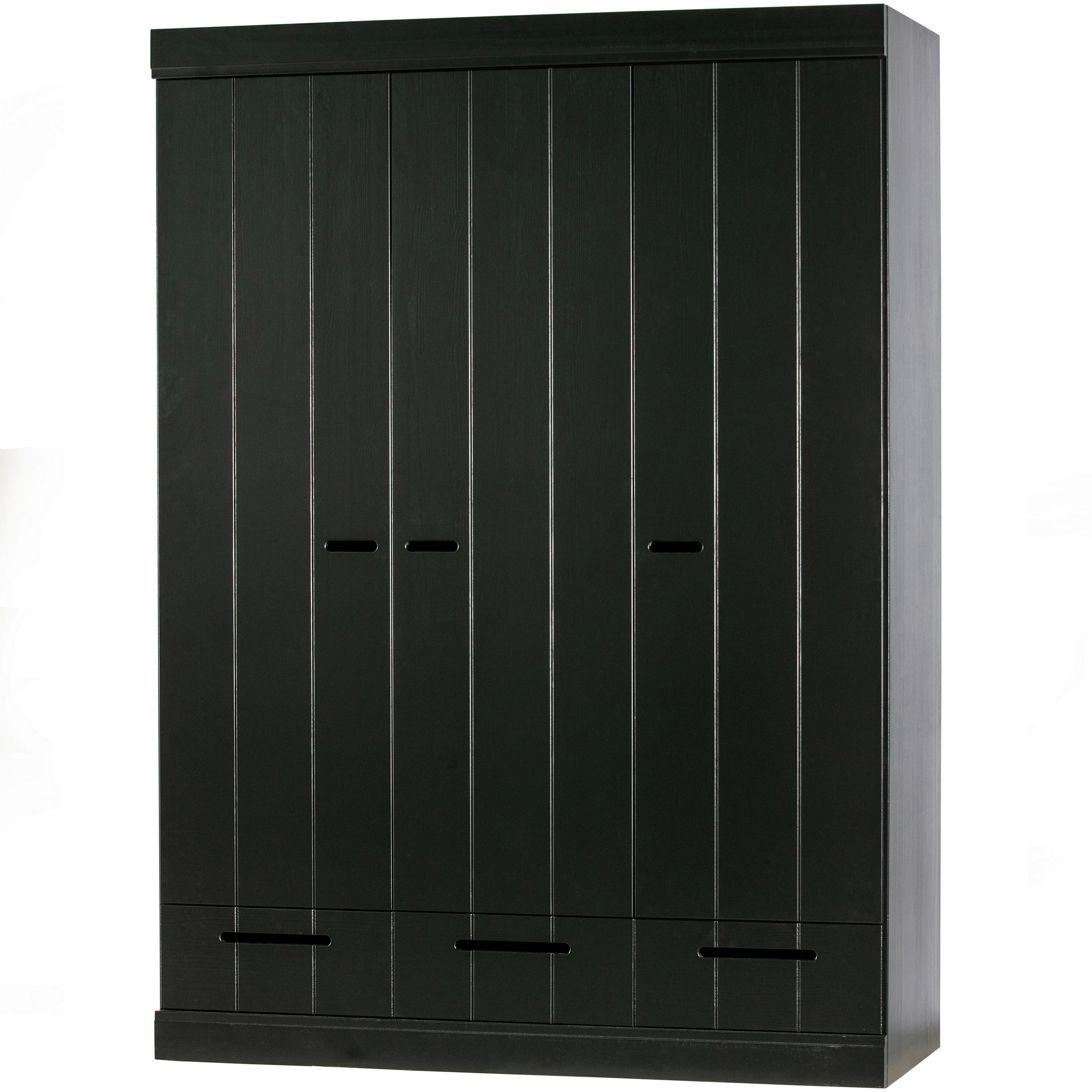 DREHTÜRENSCHRANK 140/195/53 cm 3-türig Schwarz  - Schwarz, Design, Holz (140/195/53cm) - Livetastic