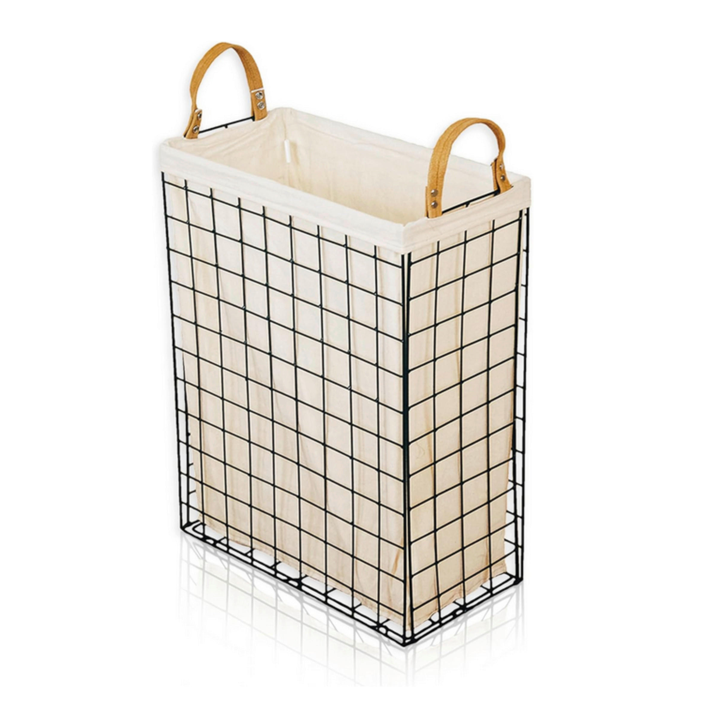 WÄSCHESAMMLER - Creme/Schwarz, Basics, Metall (44,5/23,5/60cm)