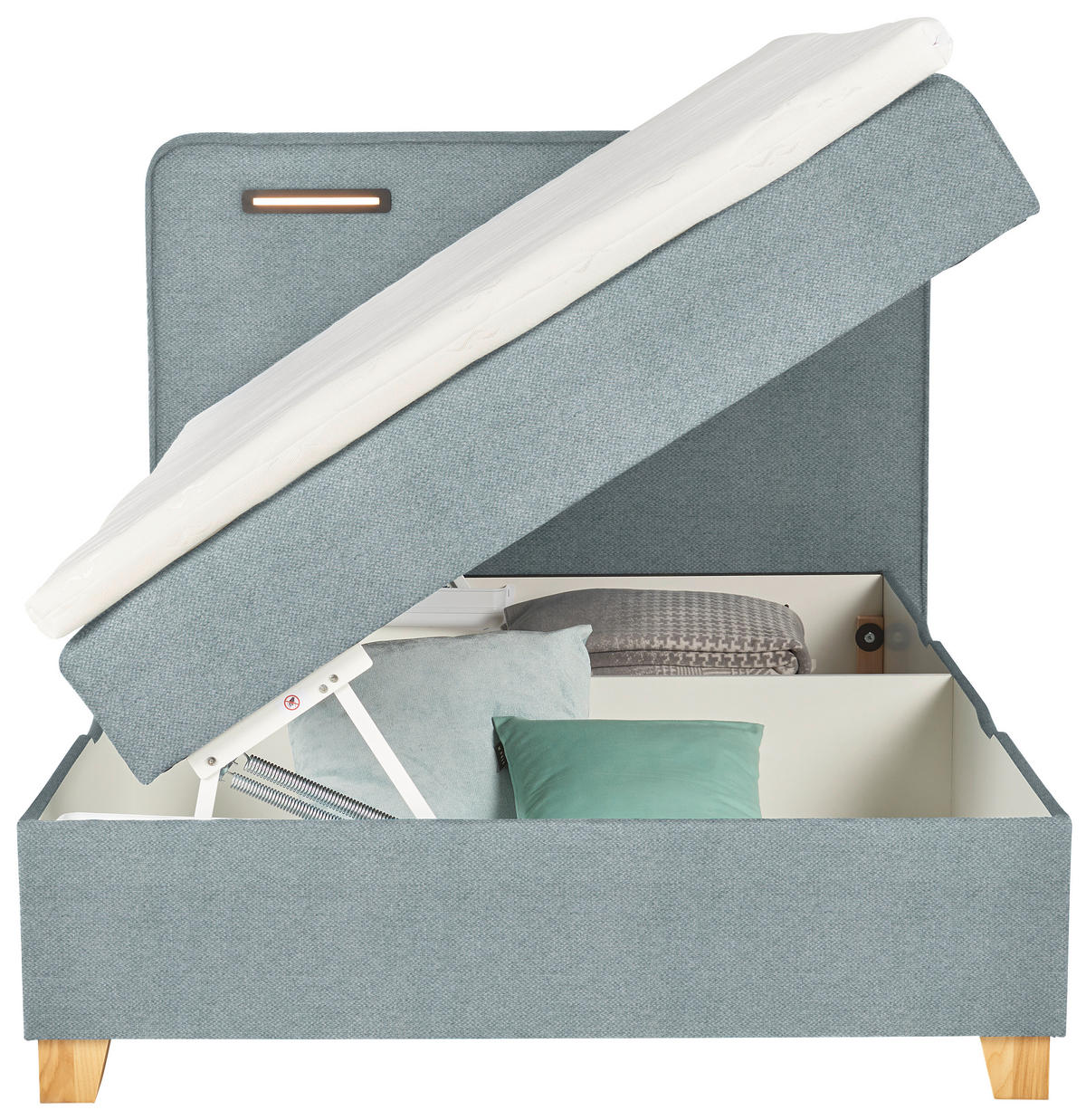 BOXBETT 120/200 cm  in Mintgrau  - Mintgrau, Konventionell, Holz/Textil (120/200cm) - Moderano