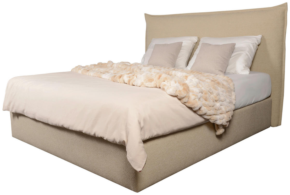 OBLAZINJENA POSTELJA   x  , tekstil bež  - barve bukve/bež, Basics, tekstil/les (180/200cm) - Meblojogi