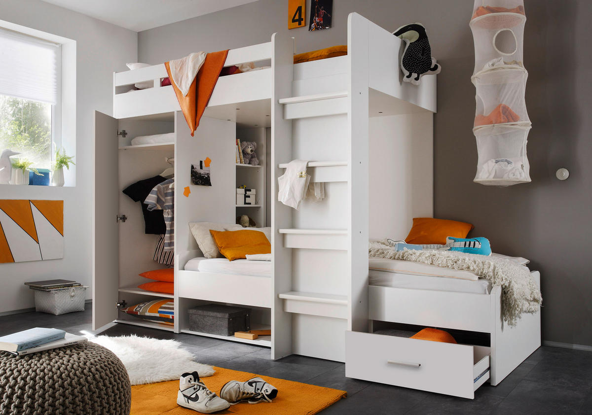 ETAGENBETT - Weiß, KONVENTIONELL, Holzwerkstoff (90/200cm) - Carryhome
