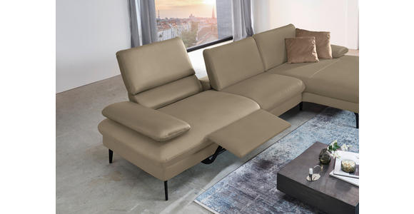 ECKSOFA in Echtleder Hellbraun  - Hellbraun/Schwarz, Design, Leder/Metall (325/157cm) - Dieter Knoll