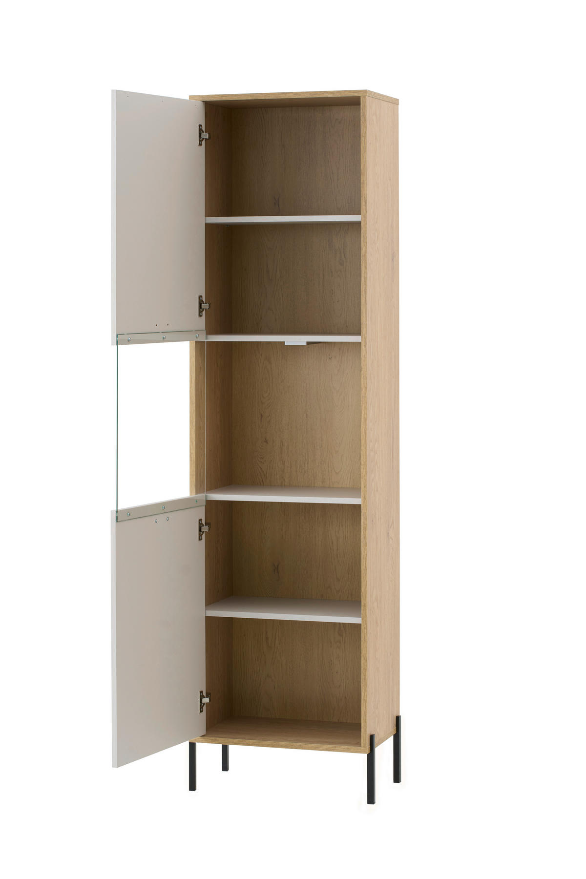 VITRINE  in Eichefarben, Kaschmir - Kaschmir/Eichefarben, Design, Holzwerkstoff/Metall (55/206/35cm) - MID.YOU