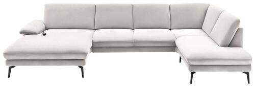 WOHNLANDSCHAFT in Webstoff Creme, Naturfarben  - Creme/Schwarz, Design, Textil/Metall (180/344/208cm) - Dieter Knoll