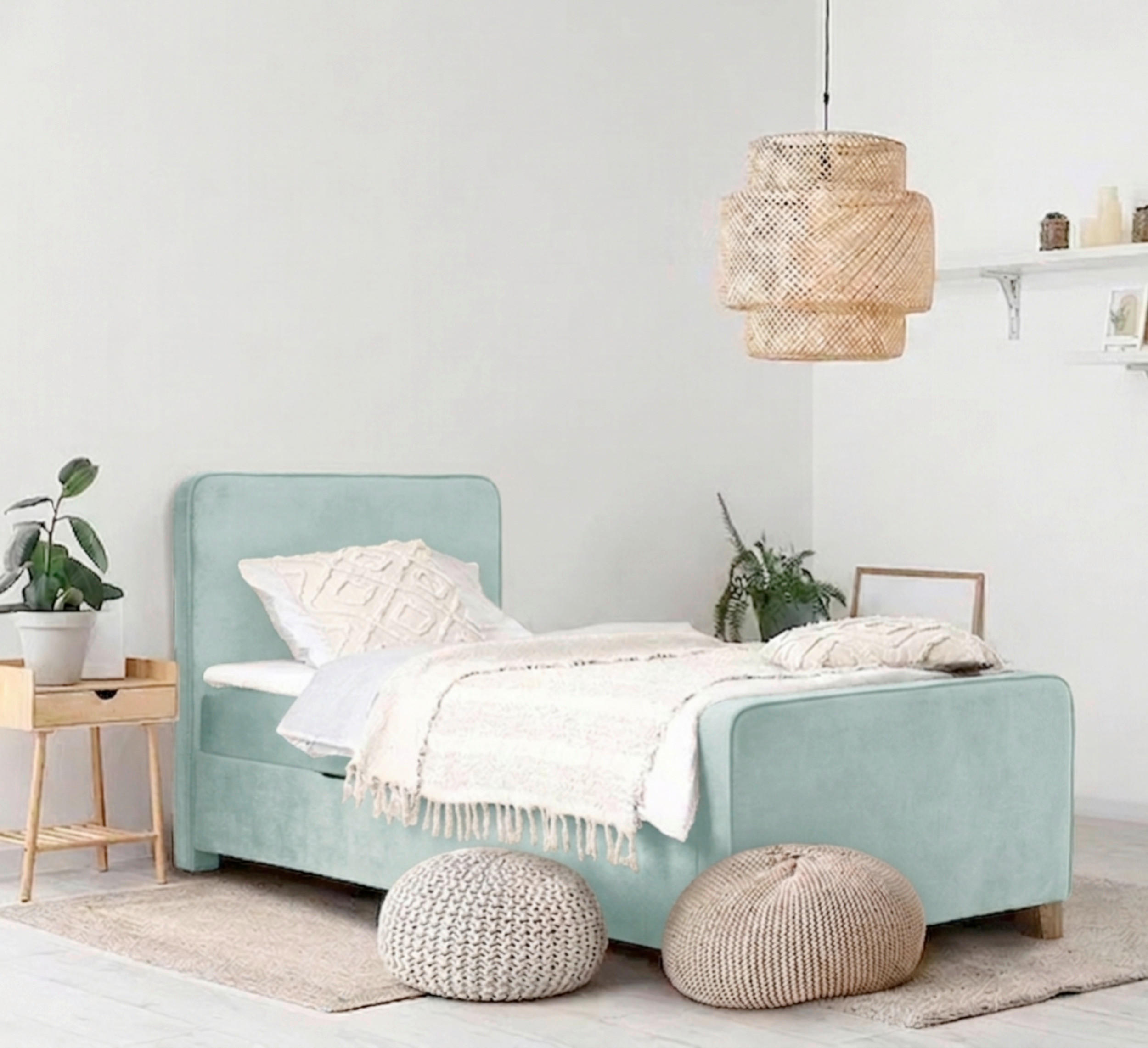BOXBETT 140/200 cm  in Mintgrün  - Kernbuche/Mintgrün, MODERN, Holz/Textil (140/200cm) - MID.YOU