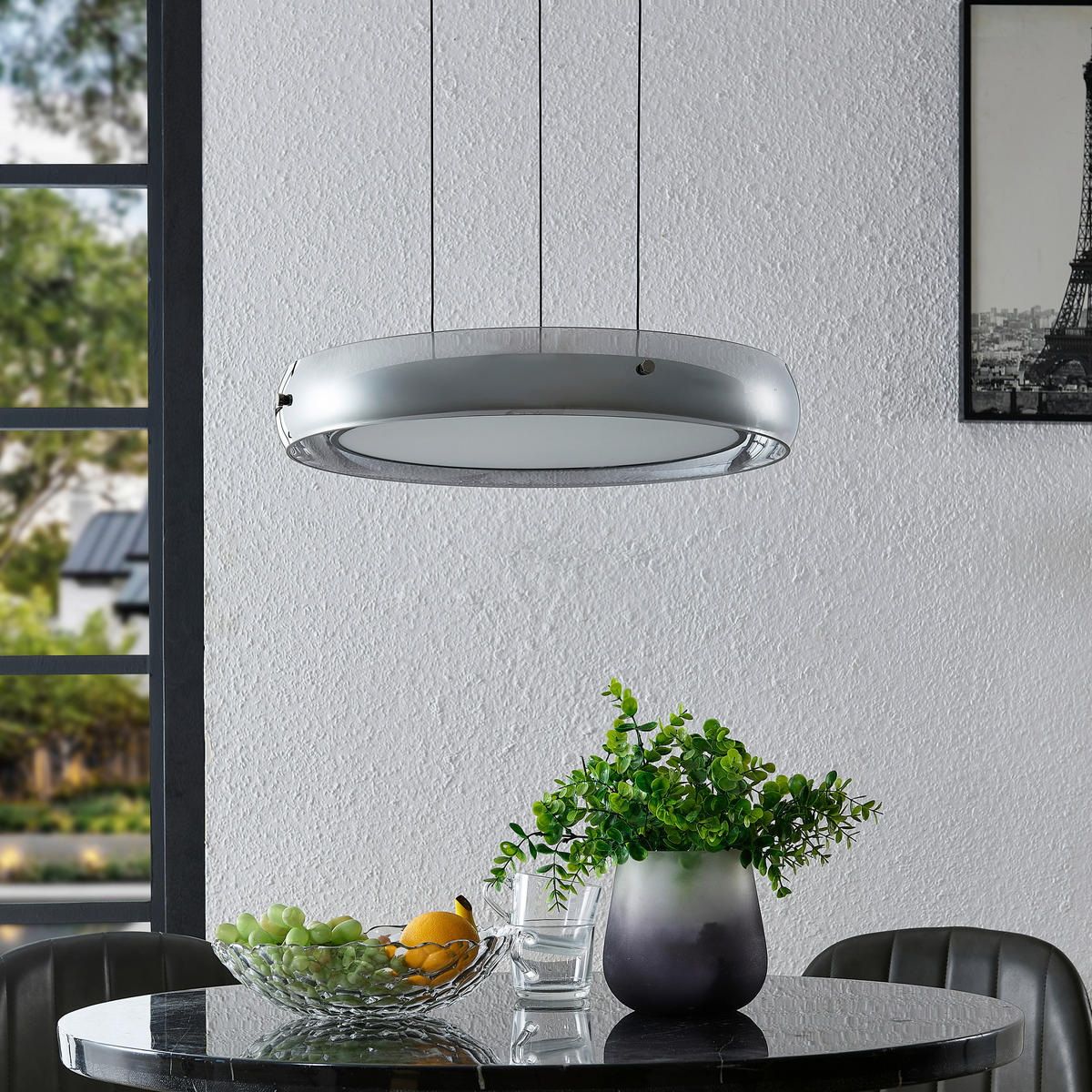LED-HÄNGELEUCHTE Homam 50/20-150 cm   - Schwarz/Grau, Basics, Glas/Kunststoff (50/20-150cm) - Dieter Knoll