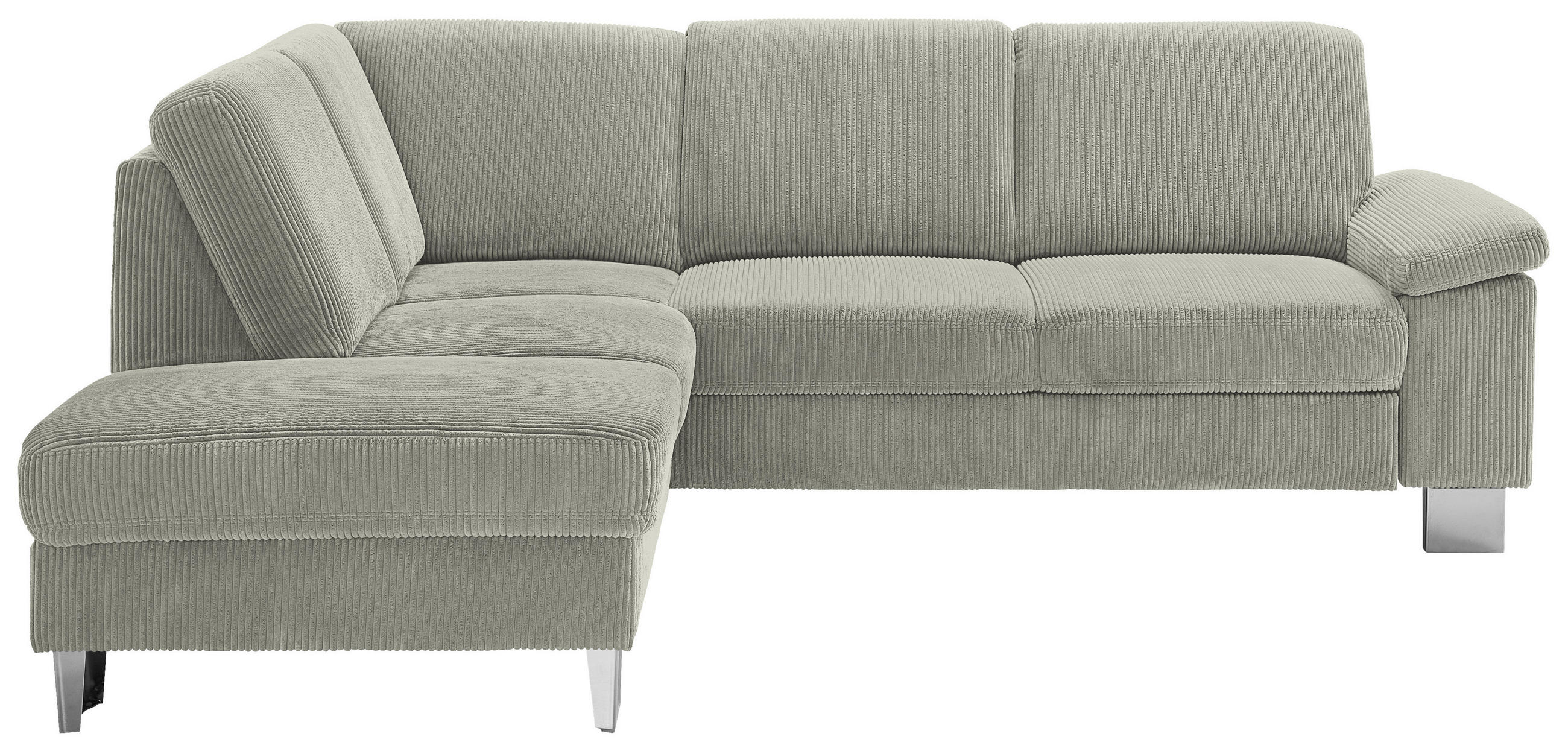 ECKSOFA in Cord Greige  - Edelstahlfarben/Greige, Konventionell, Textil/Metall (200/248cm) - Beldomo System