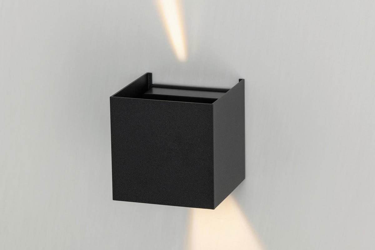 LED-WANDLEUCHTE 10/10/10 cm   - Schwarz, Basics, Kunststoff/Metall (10/10/10cm) - Novel