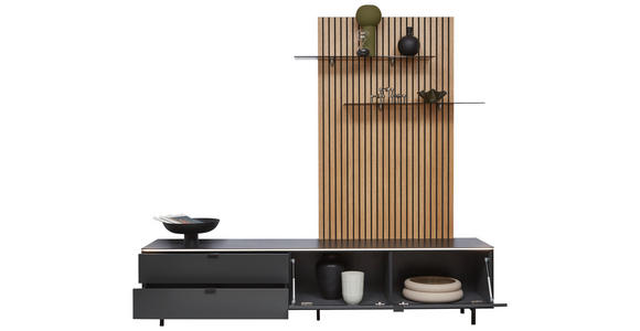 ANBAUWAND  in Anthrazit, Naturfarben, Eichefarben  216/198,3/46 cm  - Eichefarben/Anthrazit, Design, Glas/Holz (216/198,3/46cm) - Dieter Knoll