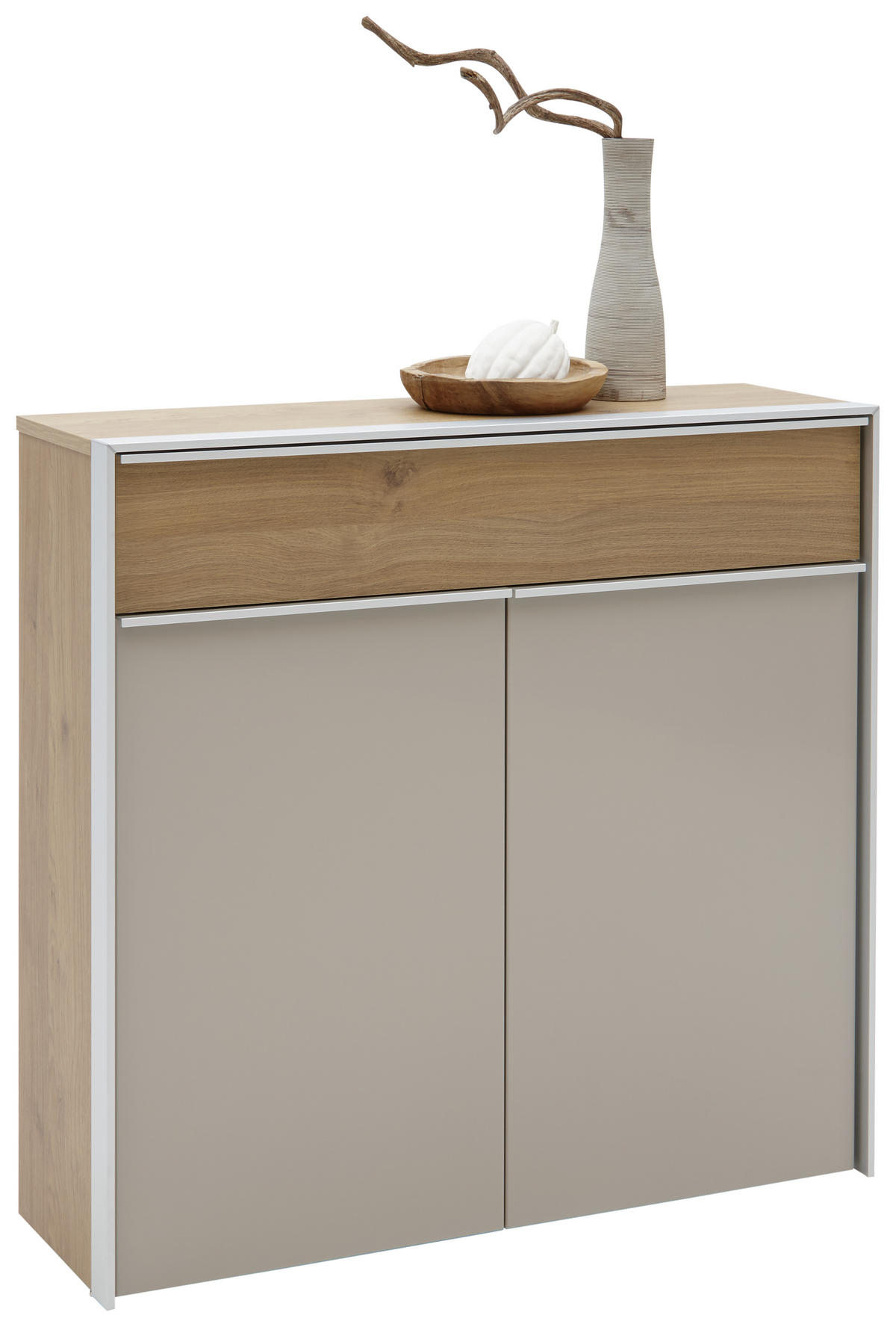 SCHUHSCHRANK  in 102/98/34 cm  - Eichefarben/Alufarben, Design, Holzwerkstoff/Metall (102/98/34cm) - Dieter Knoll