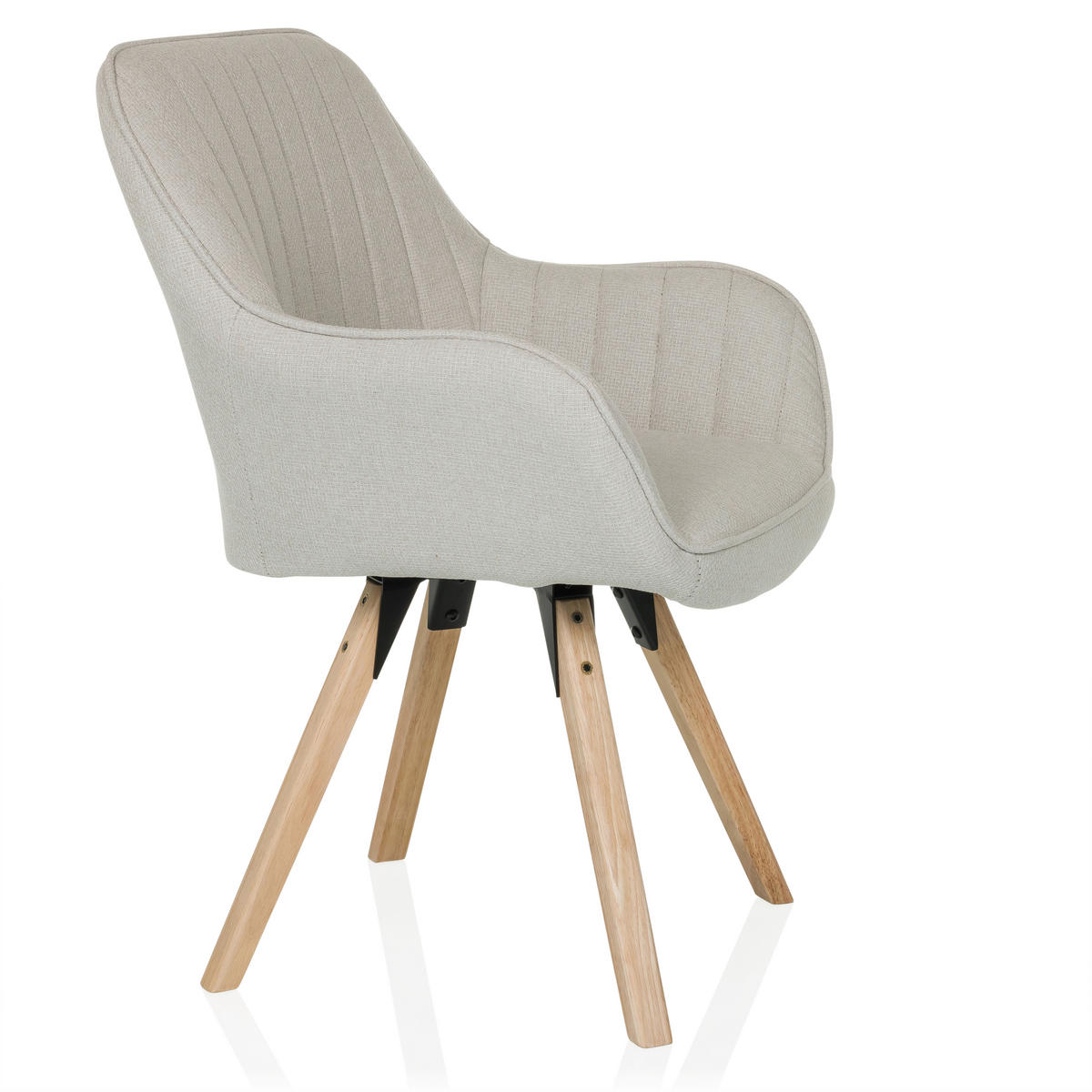 ARMLEHNSTUHL   Flachgewebe  Creme  - Buchefarben/Creme, MODERN, Holz/Textil (56/84/62cm) - MID.YOU