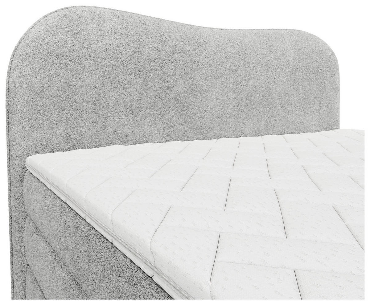 BOXSPRINGBETT 140/200 cm,  in Hellgrau, gepolstertes Kopfteil, Bettkasten, Topper, Matratzen, H3 + H3 = fest  - Hellgrau/Schwarz, Design, Holz/Holzwerkstoff (140/200cm) - Chameo