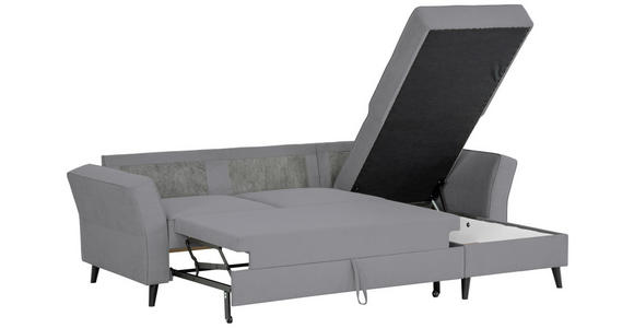 ECKSOFA Grau Velours - Schwarz/Grau, KONVENTIONELL, Holz/Textil (244/159cm) - Carryhome