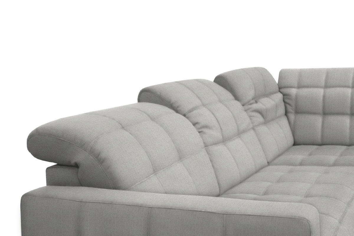 ECKSOFA in Webstoff Hellgrau  216/297 cm  - Hellgrau/Schwarz, Design, Holz/Textil (216/297cm) - Xora