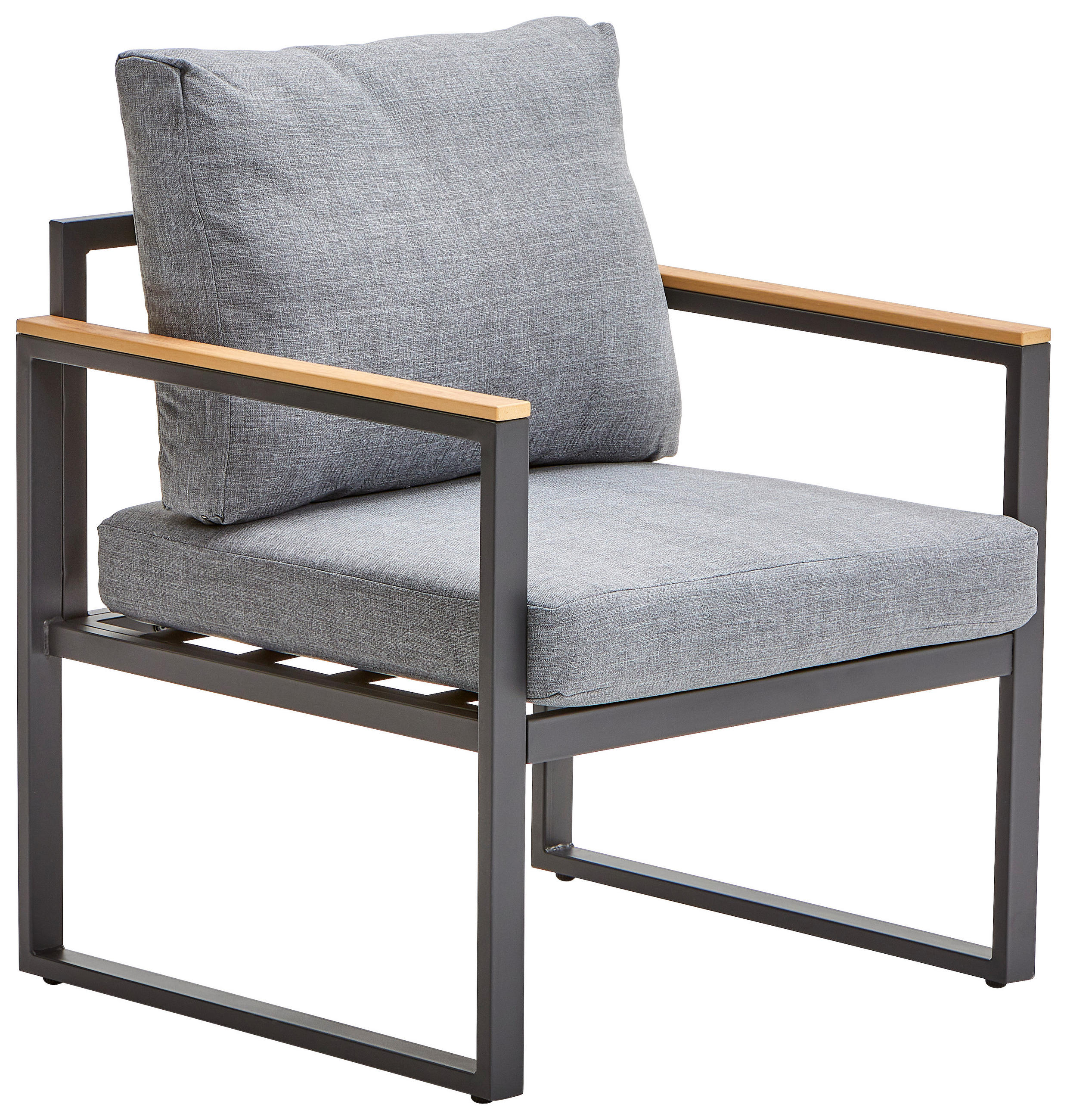 GARTENSESSEL Stahl Grau, Naturfarben, Dunkelgrau  - Dunkelgrau/Naturfarben, MODERN, Kunststoff/Textil (65/70/71cm) - Ambia Garden