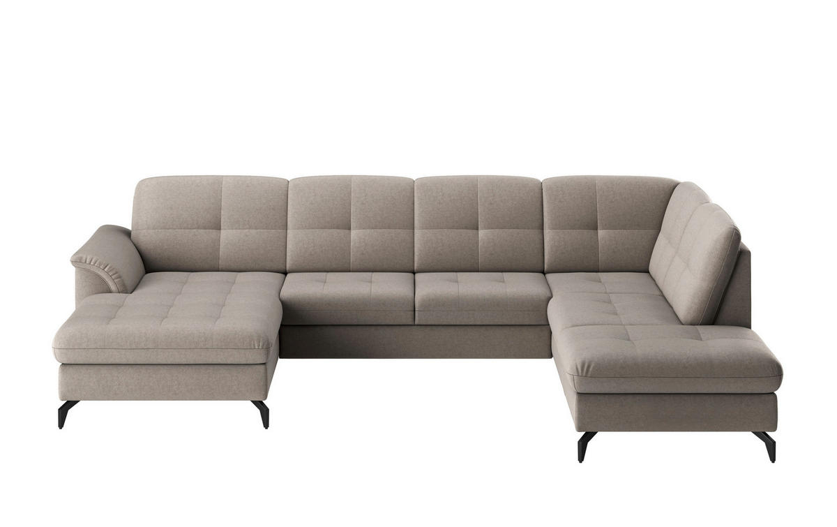 WOHNLANDSCHAFT Taupe Flachgewebe  - Taupe/Schwarz, MODERN, Textil/Metall (164/319/212cm) - Sit & More