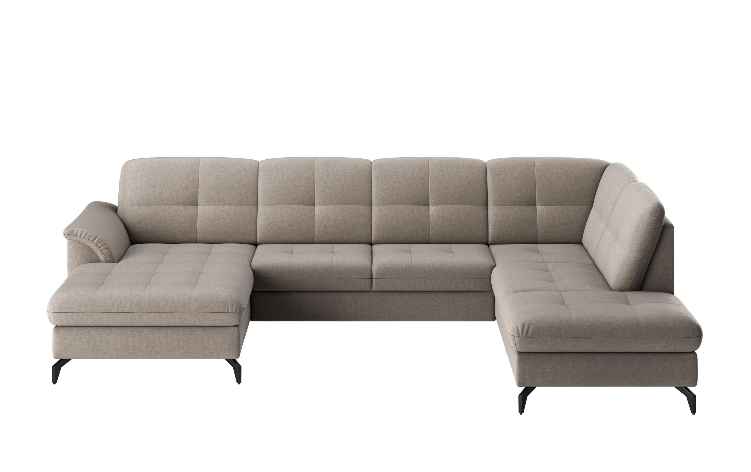 Thumbnail - Sit & More Wohnlandschaft Zora E, Taupe, Textil, 7,5-Sitzer, Ottomane rechts, U-Form, 319x212 cm, Goldenes M, Oeko-Tex® ...