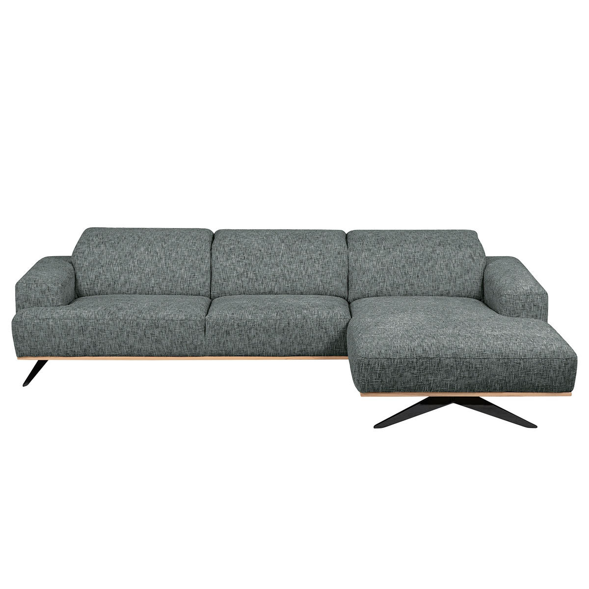 ECKSOFA PORTLAND Anthrazit Struktur Kopfteilverstellung  - Anthrazit/Schwarz, Design, Holz/Textil (295/187cm) - Livetastic
