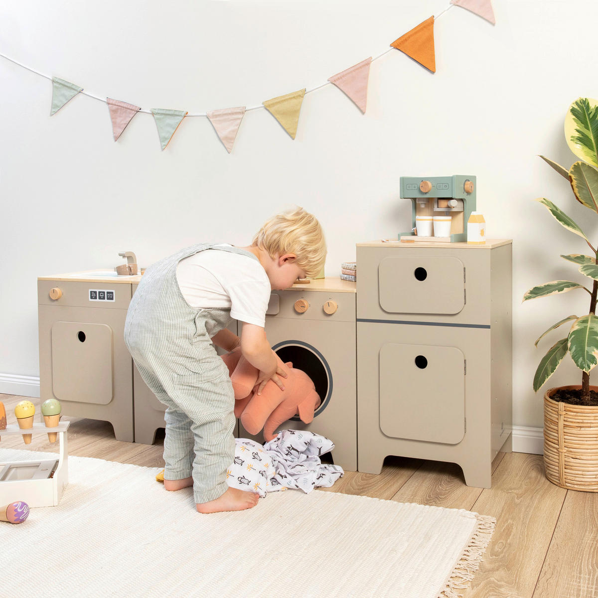 KINDERKÜCHE MIX & MATCH  - Naturfarben/Grau, Basics, Holz/Holzwerkstoff (35/31,5/48cm) - MUSTERKIND