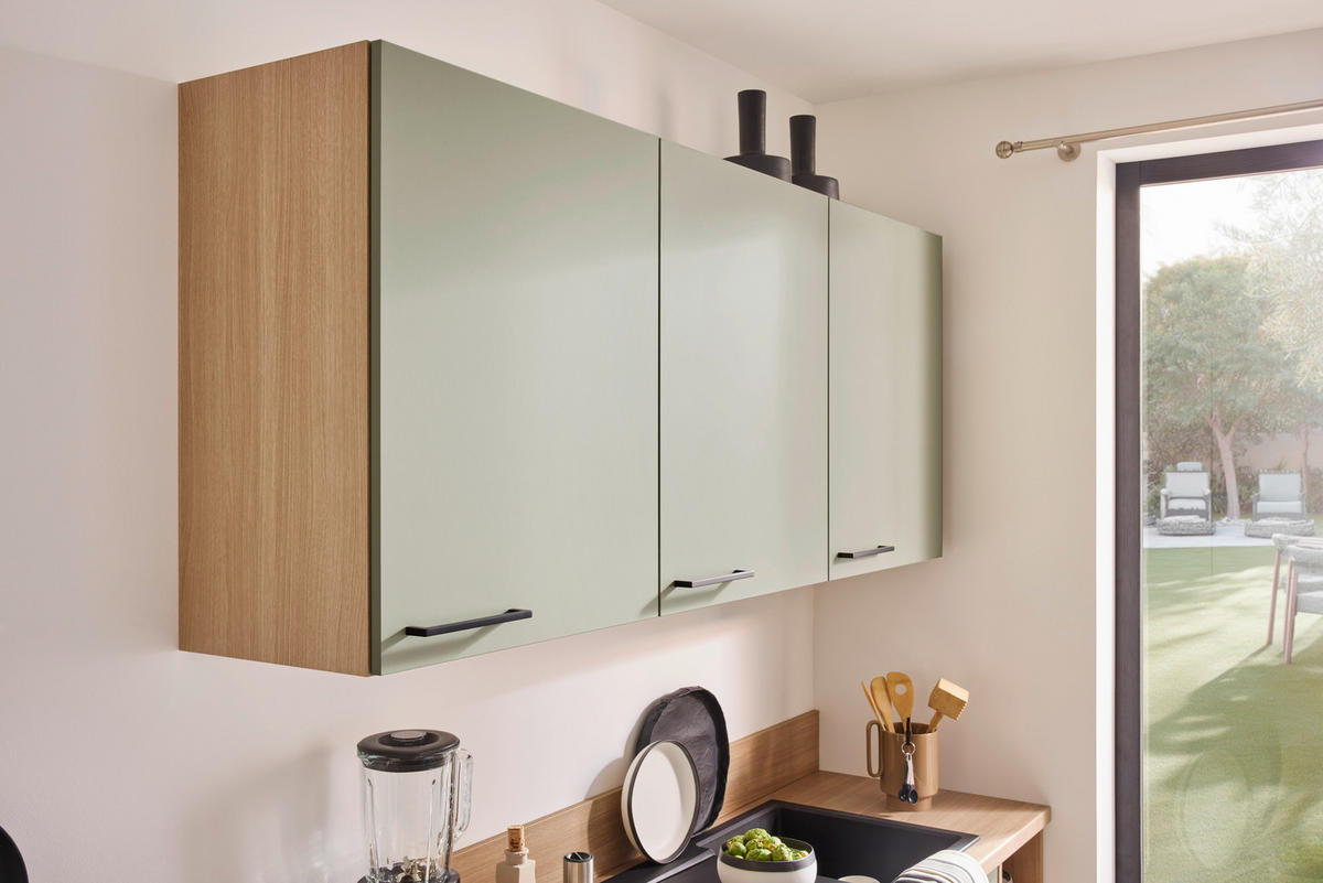 KÜCHENLEERBLOCK   in Eichefarben, Hellgrün  - Eichefarben/Schwarz, MODERN, Holzwerkstoff/Metall - Welnova